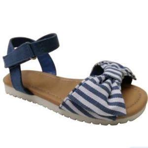 Denim striped bow sandal size 11 girls